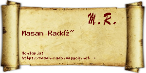 Masan Radó névjegykártya